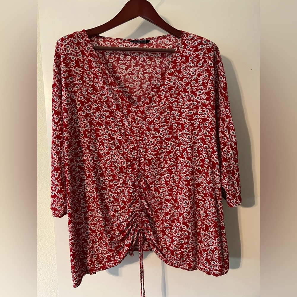 BloomChic V-Neck Peasant Blouse, 3X